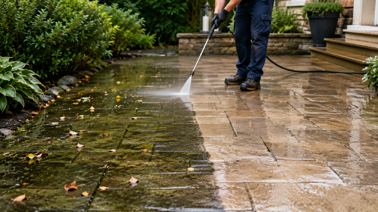Patio and sidewalk cleaning service result